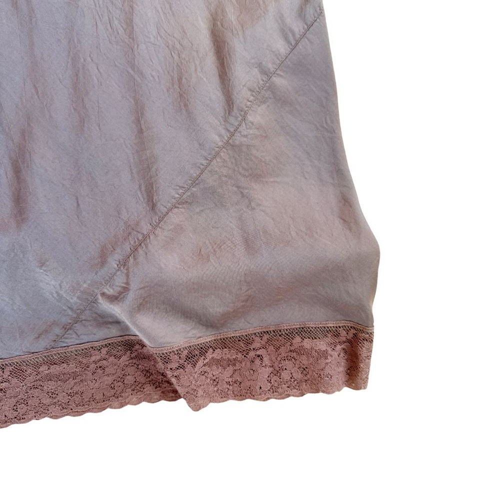 Vintage Y2K Dosa Silk Slip Skirt with Lace Trim - Picture 3 of 9